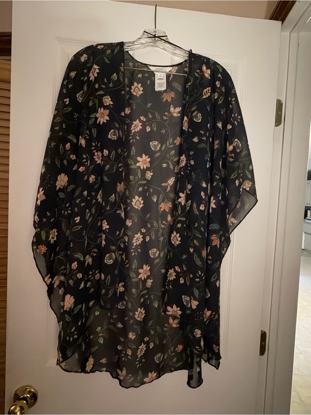 Market & Spruce Black Floral Sheer Kimono